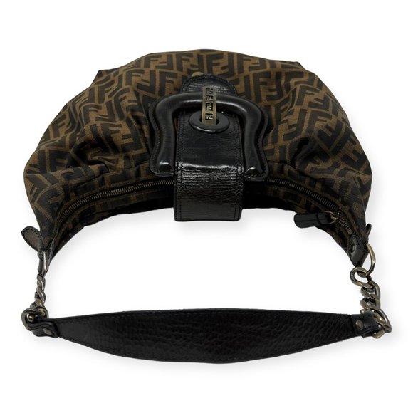 Fendi Brown Zucca B Buckle Canvas Leather Shoulder Bag - Picture 13 of 14